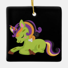 Ornamento De Cerâmica Cute Frankenstein Unicorn Halloween