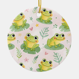 Ornamento De Cerâmica Cute frogs Pattern