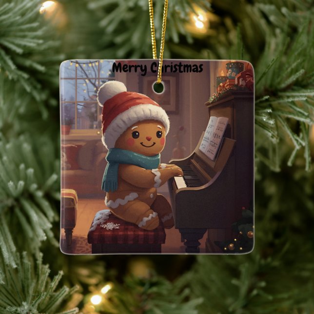 Ornamento De Cerâmica cute gingerbread boy Christmas holiday Ornament (Árvore)
