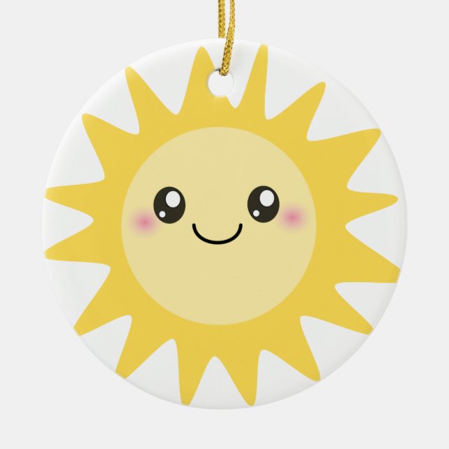 Ornamento De Cerâmica Cute Happy Sun (Frente)