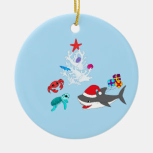 Ornamento De Cerâmica Cute Holiday Shark Ornament