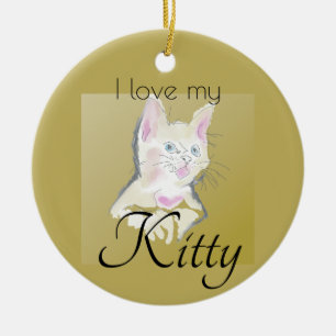 Ornamento De Cerâmica Cute I Love My Gatinho Photo