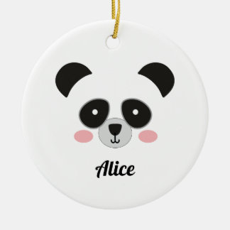 Ornamento De Cerâmica Cute Kawaii Panda Christmas Ornament – Custom Name