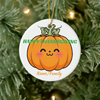 Ornamento De Cerâmica Cute Kawaii Pumpkin Face - Thanksgiving