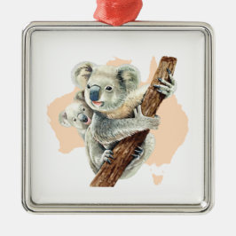 Ornamento De Cerâmica Cute Koala Mãe e Bebê
