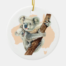 Ornamento De Cerâmica Cute Koala Mãe e Bebê