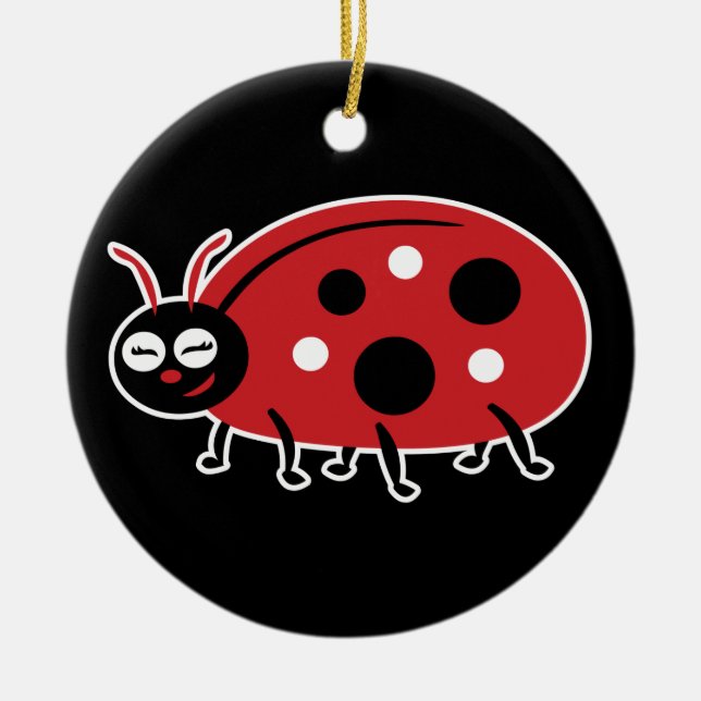 Ornamento De Cerâmica Cute Ladybug (Frente)