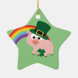 Ornamento De Cerâmica Cute Leprechaun Pig