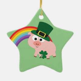 Ornamento De Cerâmica Cute Leprechaun Pig