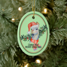Ornamento De Cerâmica Cute Llama Mia Feliz Natal