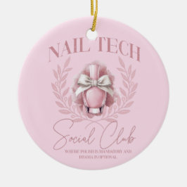 Ornamento De Cerâmica Cute Nail Tech Coquette Nail Clube Social Polonês
