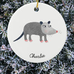Ornamento De Cerâmica Cute Ogambm Personalizado<br><div class="desc">Um adorável gambá para a vida selvagem e amantes de os animais. Altere ou remova o texto para personalizar. Arte original de Nic Squirrell.</div>