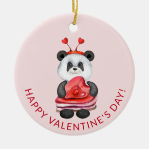 Ornamento De Cerâmica Cute Panda Gnome Feliz Dia dos Namorados