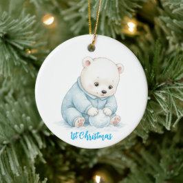 Ornamento De Cerâmica Cute Polar Bear Ornament