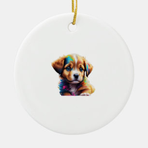 Ornamento De Cerâmica Cute Puppy Feita de Cores Líquidas