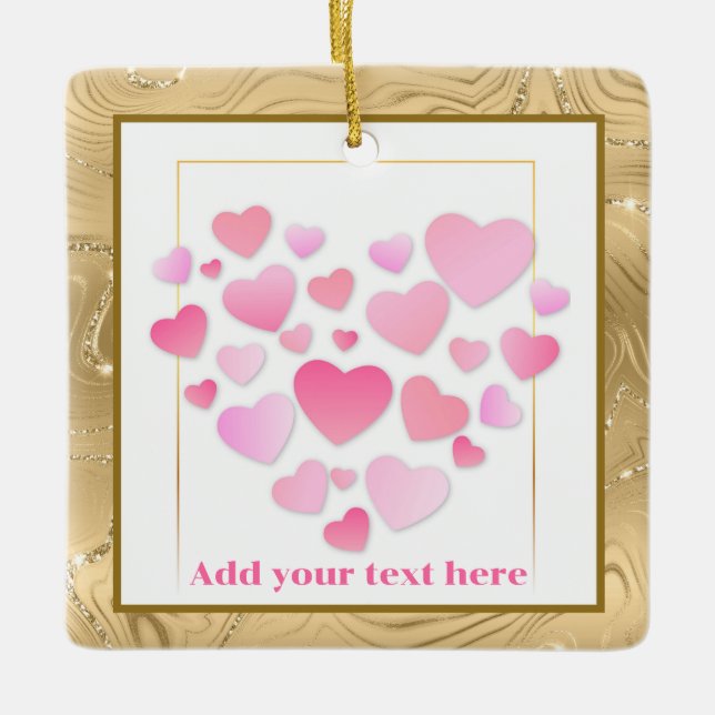 Ornamento De Cerâmica Cute Style Pink Hearts Romantic Valentine's Day (Frente)