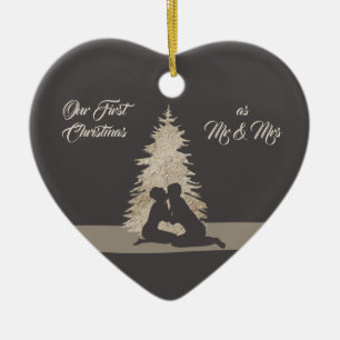 Ornamento De Cerâmica Cute Trendy First Christmas Together