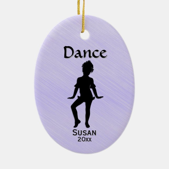 Ornamento De Cerâmica Cutest Little Dancer Lavender Name / Date (Verso)