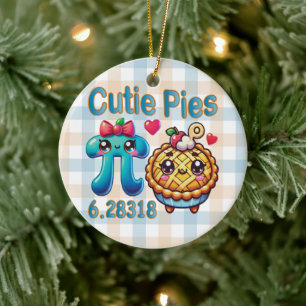 Ornamento De Cerâmica "Cutie Pies" - Símbolo de Pi Cónico e Pie Pun