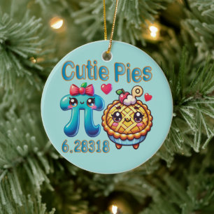 Ornamento De Cerâmica "Cutie Pies" - Símbolo de Pi Cónico e Pie Pun