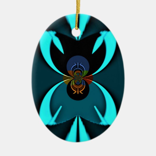 Ornamento De Cerâmica Cyan Abstrato Art Impressão (Frente)