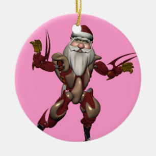 Ornamento De Cerâmica Cyborg Santa Claus