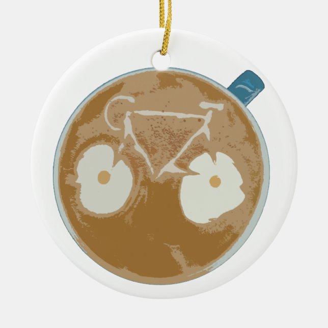 Ornamento De Cerâmica Cycling Latte Art (Frente)