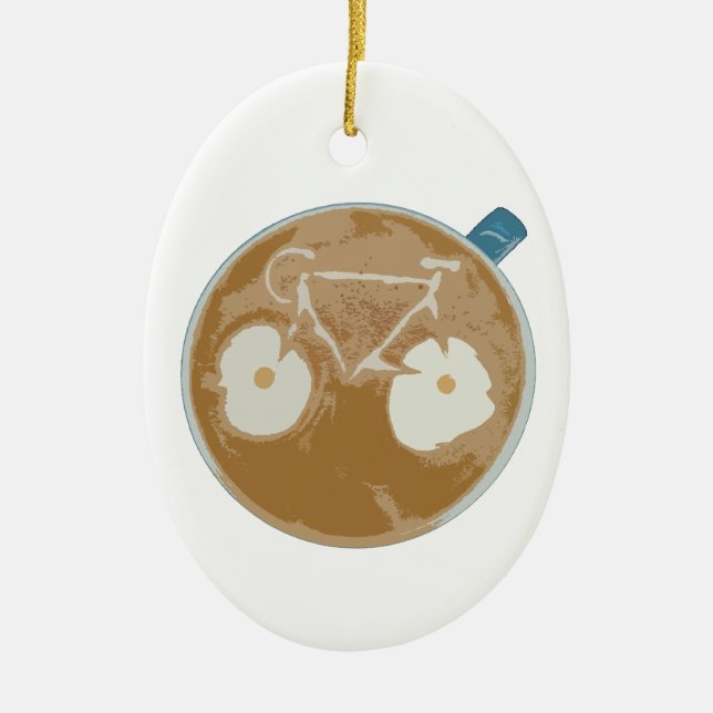 Ornamento De Cerâmica Cycling Latte Art (Frente)