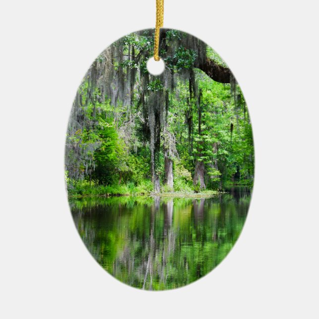 Ornamento De Cerâmica Cypress Lake Oval Ornament (Frente)