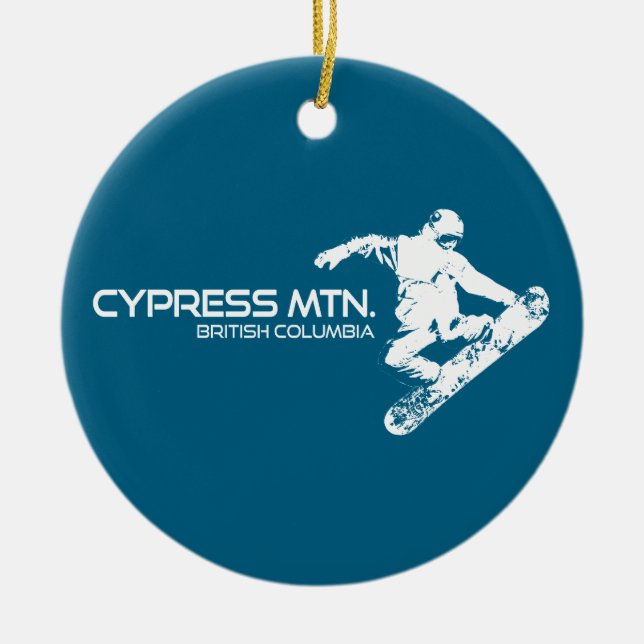 Ornamento De Cerâmica Cypress Mountain British Columbia Snowboarder (Frente)
