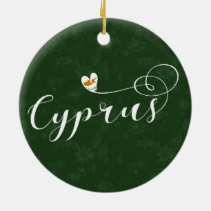 Ornamento De Cerâmica Cyprus Flag Heart, Chipre