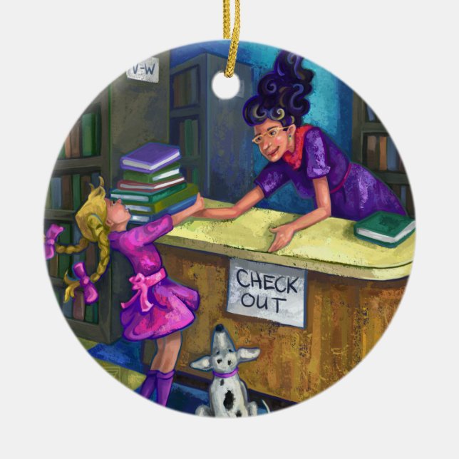 Ornamento De Cerâmica Da biblioteca da verificação trabalhos de arte (Frente)