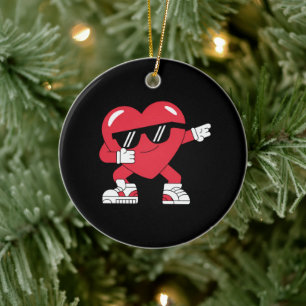 Ornamento De Cerâmica Dabbing Heart Engraçado Gift Dia de os namorados
