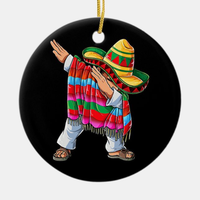 Ornamento De Cerâmica Dabbing Mexican Poncho Cinco De Mayo Boys Men (Frente)