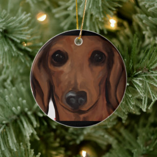 ORNAMENTO DE CERÂMICA DACHSHUND            