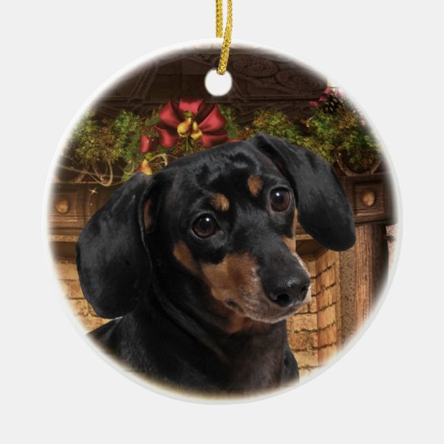 Ornamento De Cerâmica Dachshund (Frente)