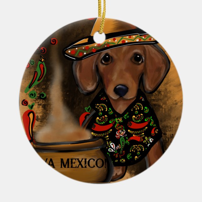 Ornamento De Cerâmica Dachshund          (Frente)