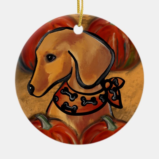 ORNAMENTO DE CERÂMICA DACHSHUND (Frente)
