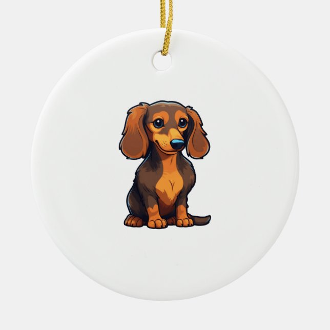 Ornamento De Cerâmica Dachshund 3 (Frente)