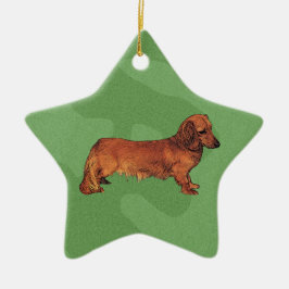 Ornamento De Cerâmica Dachshund alegre do Xmas