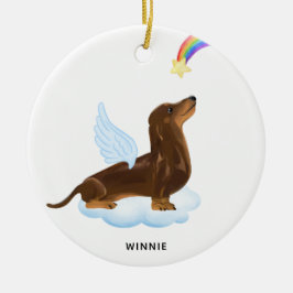Ornamento De Cerâmica Dachshund Angel Dog Memorial Personalizado Pet