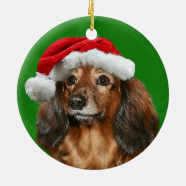 Ornamento De Cerâmica Dachshund Christmas (Traseira)