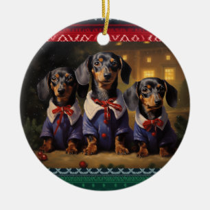Ornamento De Cerâmica Dachshund Christmas