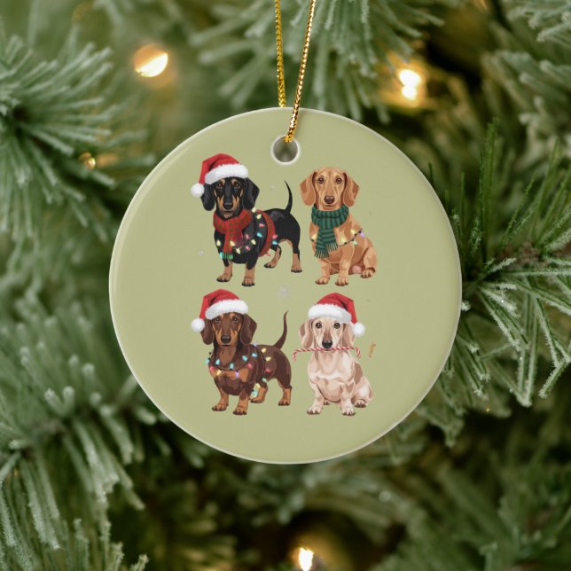 Ornamento De Cerâmica Dachshund Christmas Dog Mãe Lover Xmas Gift (Árvore)