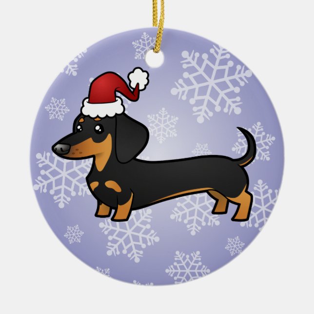 Ornamento De Cerâmica Dachshund do Natal (Frente)