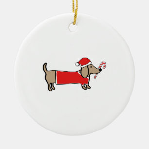 Ornamento De Cerâmica Dachshund do Xmas
