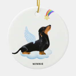 Ornamento De Cerâmica Dachshund Dog Angel Personalizou Memorial Pet