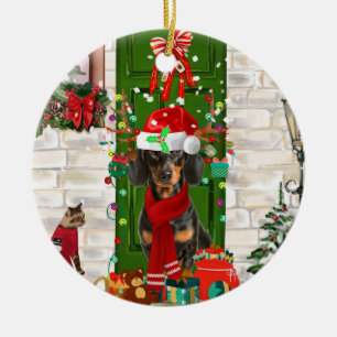 Ornamento De Cerâmica Dachshund Dog Christmas