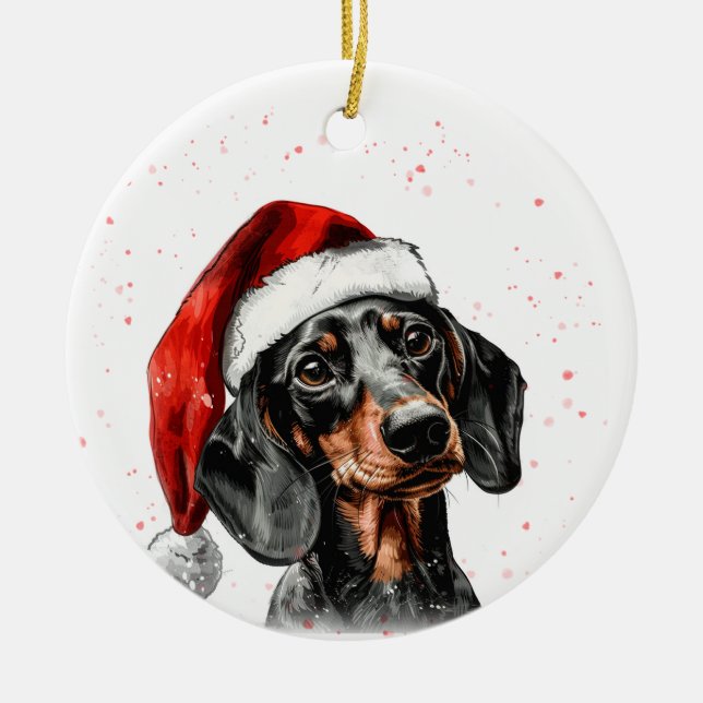 Ornamento De Cerâmica Dachshund Dog Christmas Personalized (Frente)