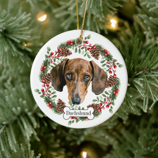 Ornamento De Cerâmica Dachshund dog Personalizado Pet Ornament (Árvore)